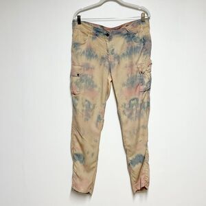 Barbour 100% Lyocell Pastel Tie Dye Commando Cargo Trousers Sz 10